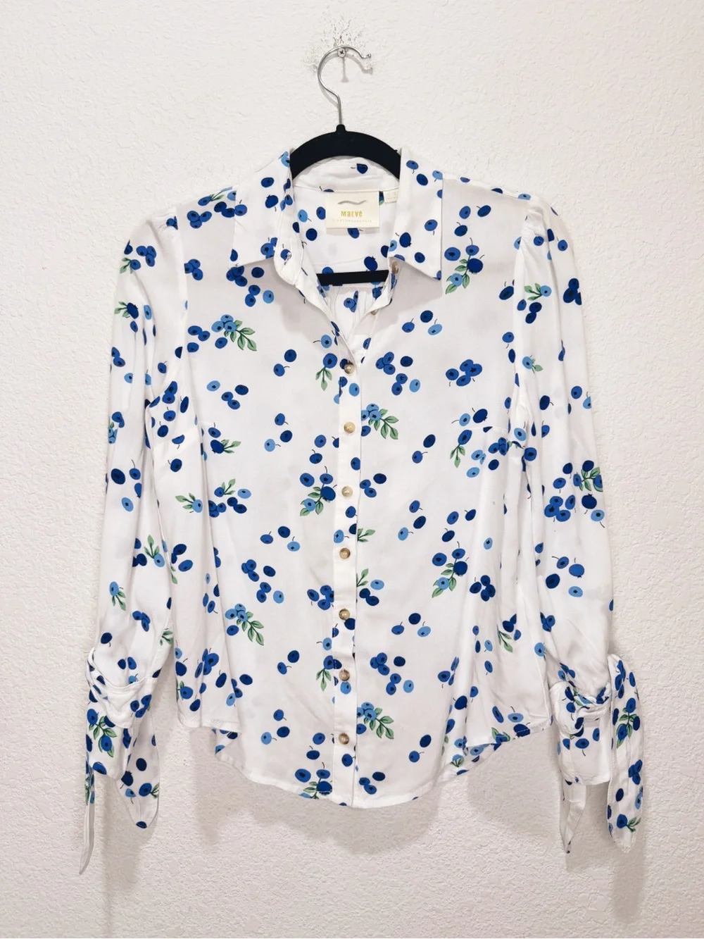 Maeve Anthropologie Blithe Blueberry Blouse Button Up - Picture 5 of 13
